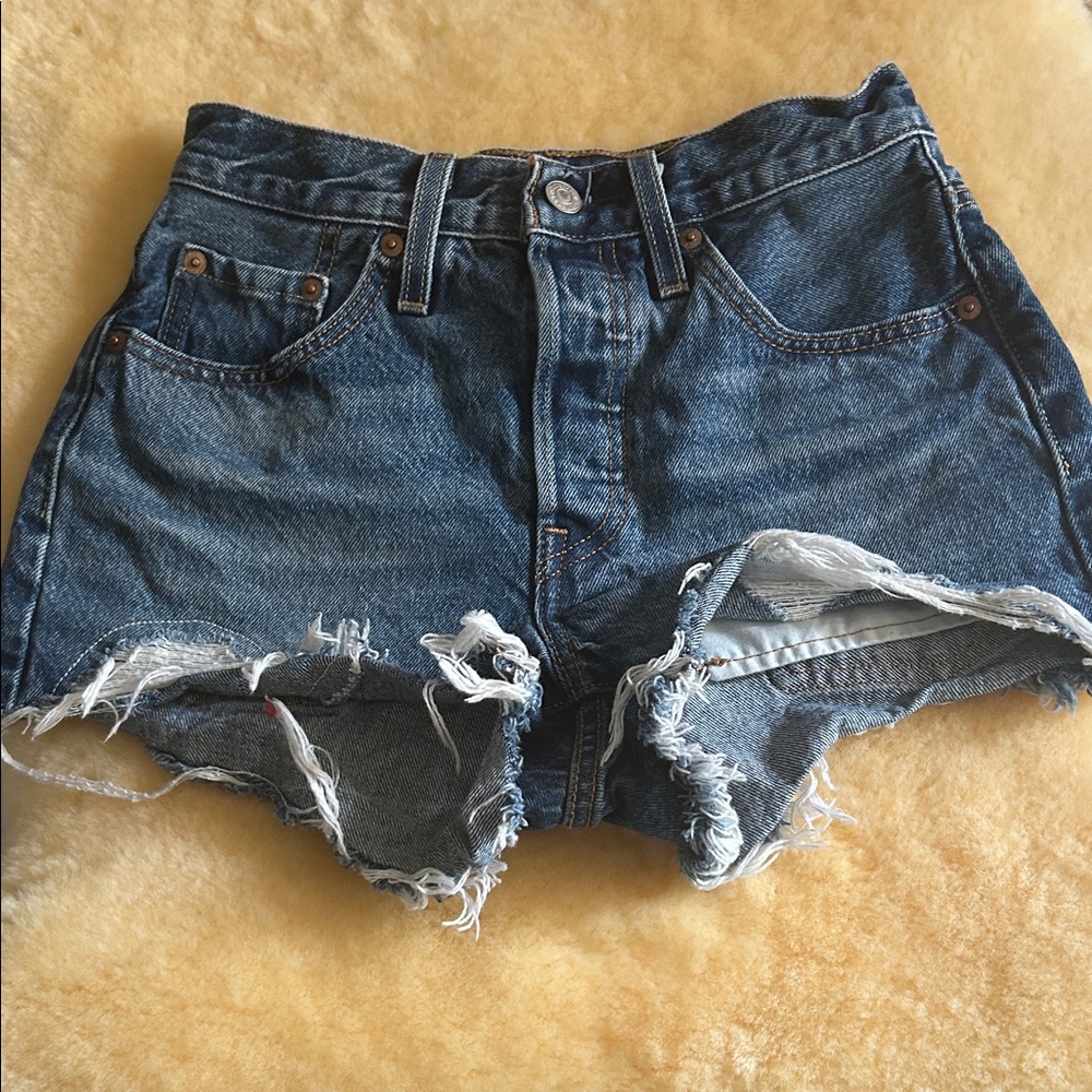 Levi's Distressed Blue Denim Shorts